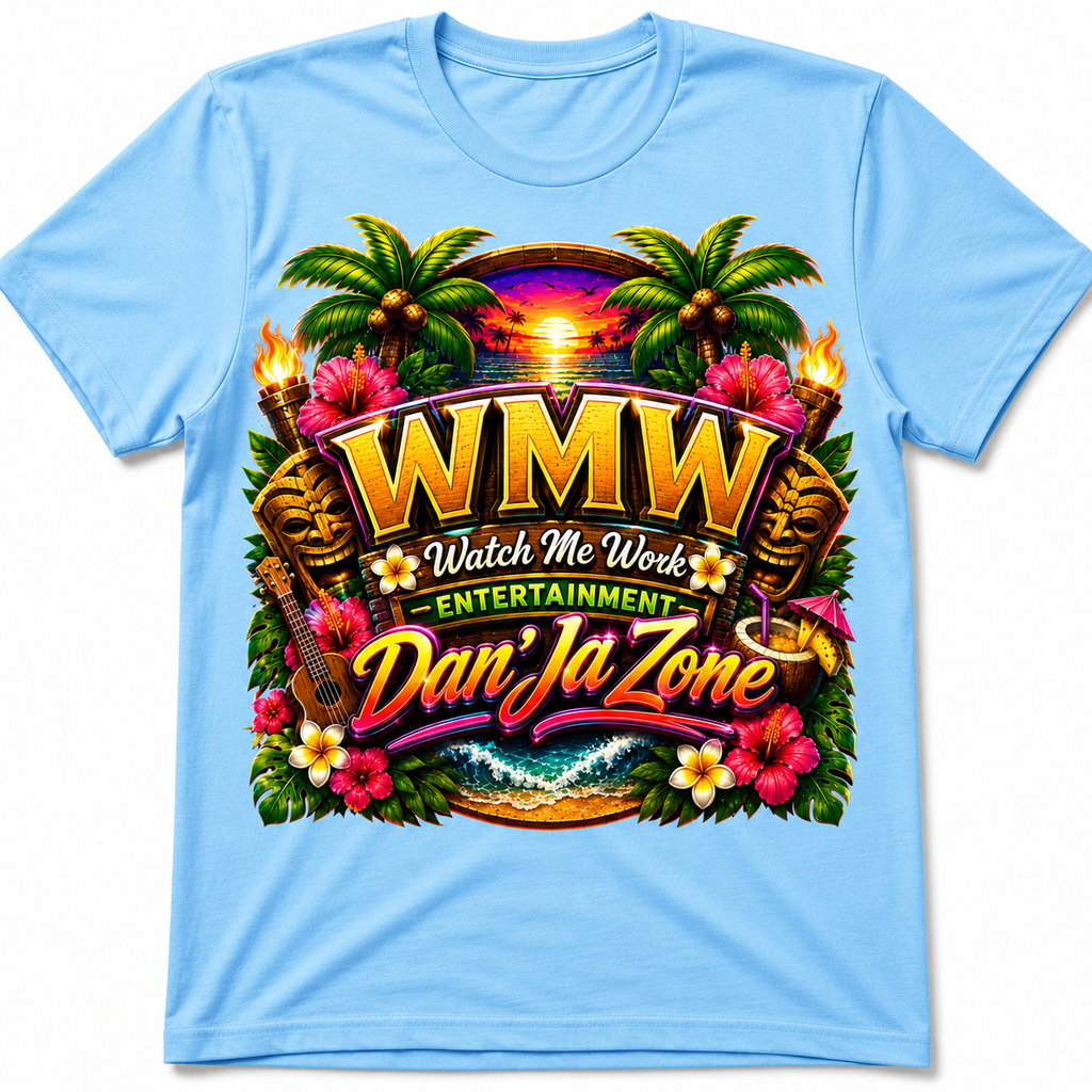 Watch Me Work Apparel: Dan’Ja Zone Tiki Exotic Luau Turn Up  T-Shirt (Exclusive Design)