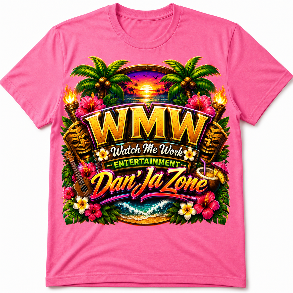 Watch Me Work Apparel: Dan’Ja Zone Tiki Exotic Luau Turn Up  T-Shirt (Exclusive Design)