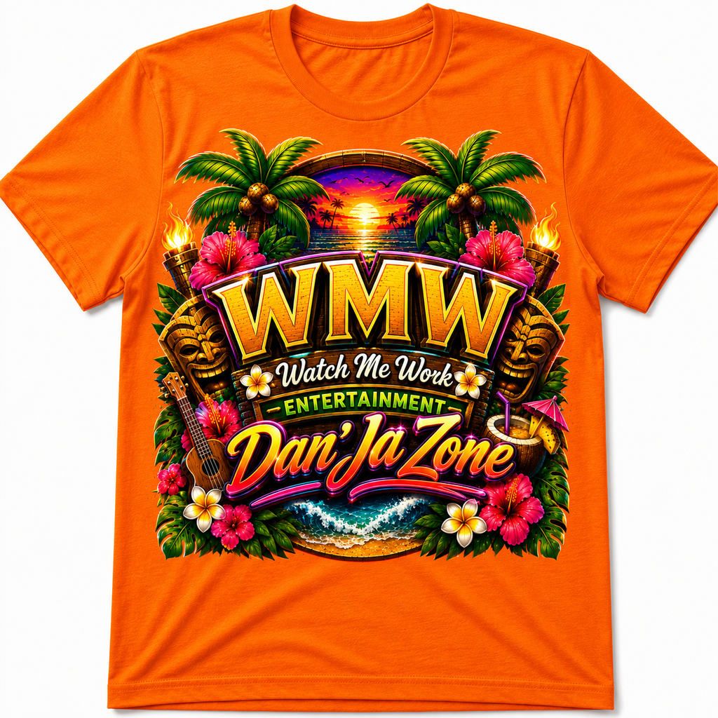 Watch Me Work Apparel: Dan’Ja Zone Tiki Exotic Luau Turn Up  T-Shirt (Exclusive Design)