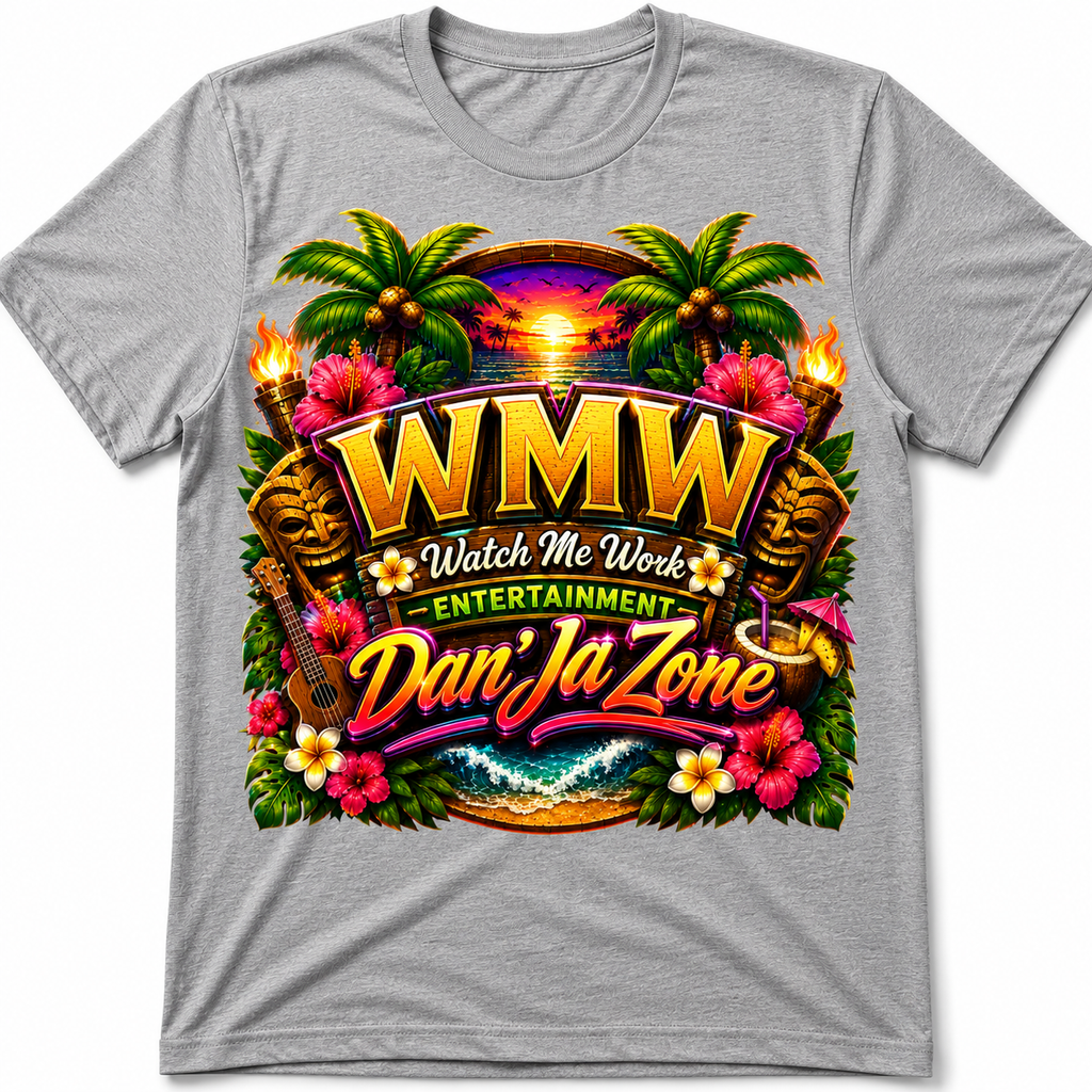 Watch Me Work Apparel: Dan’Ja Zone Tiki Exotic Luau Turn Up  T-Shirt (Exclusive Design)